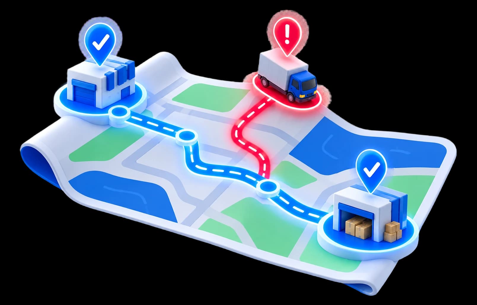 Route map flagging a truck that left the authorised path