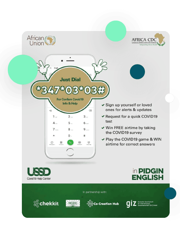 Covid-19 USSD help line flyer with the *347*03*03# shortcode