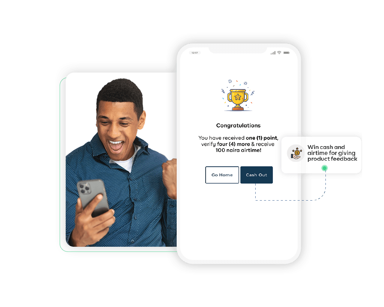 Instant reward on the Chekkit app beside a product