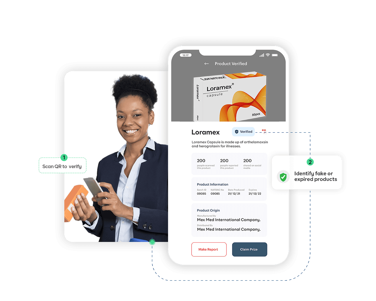 Consumer verifying a medicine pack with the Chekkit app